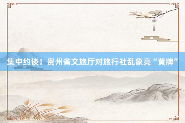 集中约谈！贵州省文旅厅对旅行社乱象亮“黄牌”
