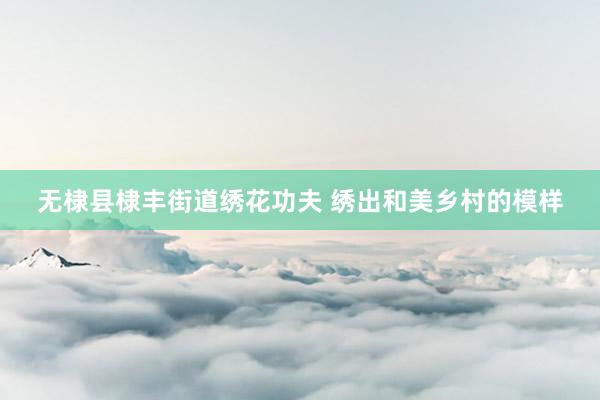 无棣县棣丰街道绣花功夫 绣出和美乡村的模样