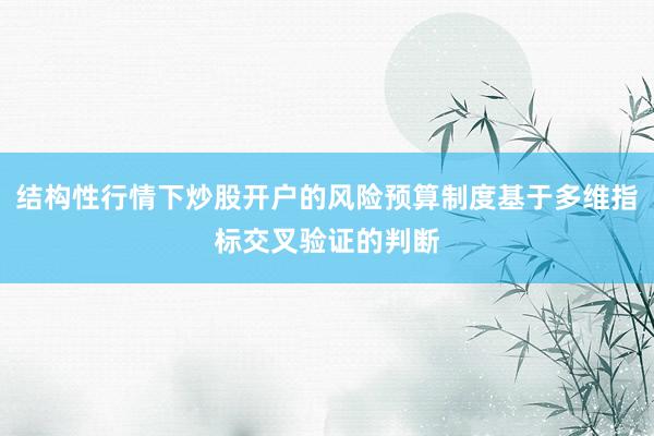 结构性行情下炒股开户的风险预算制度基于多维指标交叉验证的判断